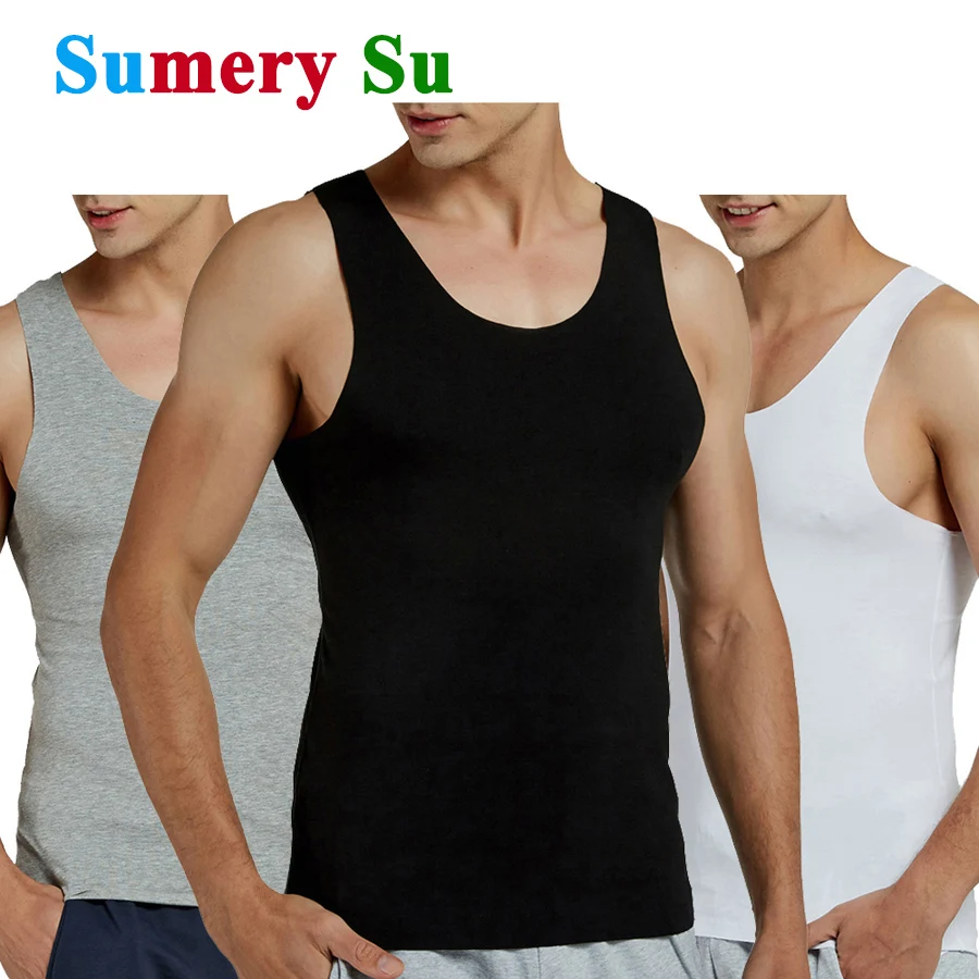 

2 PCS/Lot Seamless Tank Tops Men Modal Fitness Full Stretch Cool Summer Gym Running Vest Male Top Slim Casual Black Undershirt