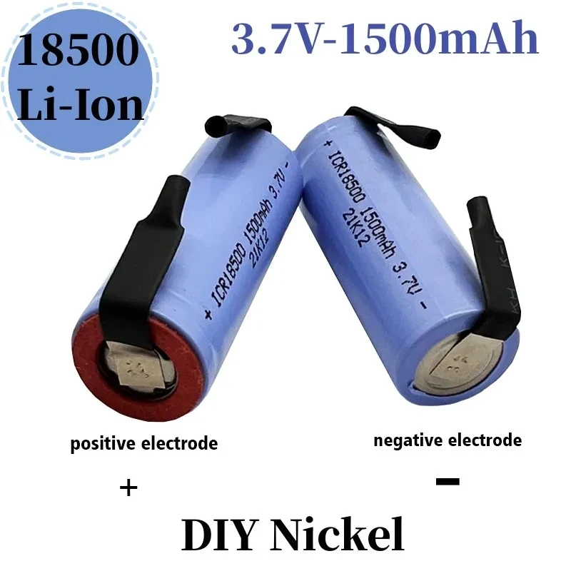

New Original 18500 1500mAh 3.7V Rechargeable Lithium Ion Battery for LED Flashlight+DIY Nickel