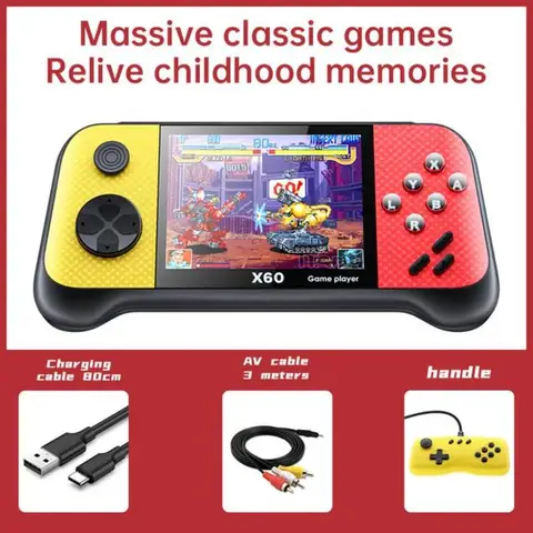 Портативный игровой плеер X60 в стиле ретро, встроенные игры 6800, поддержка расширения TF-карты, 3,5-дюймовая портативная игровая консоль, эмуляторы для игр, лучшие