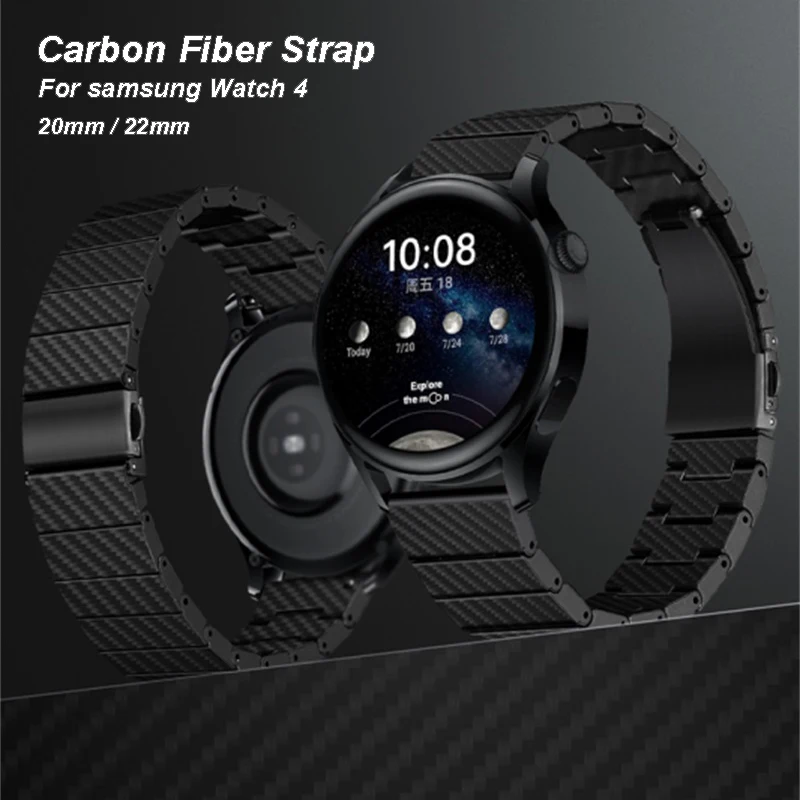 

Ремешок из углеродного волокна для Samsung Galaxy Watch 4 40 44 мм classic 42 46 мм, легкий звеньевой браслет для Huawei gt 2 20 мм 22 мм