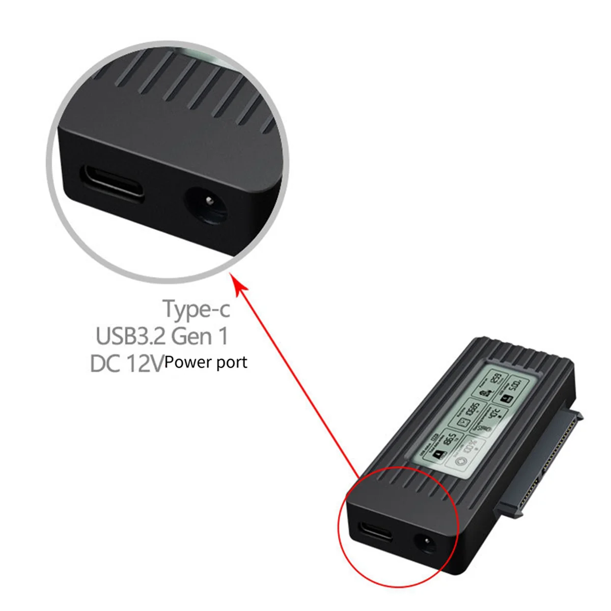 Лучший чехол для жесткого диска ShuoLe USB 3.1, адаптер для жесткого диска 2,53,5 дюйма, интеллектуальный цифровой дисплей, кабель Easy Drive (art.: 3920cc98520fe) - 3920cc98520fe