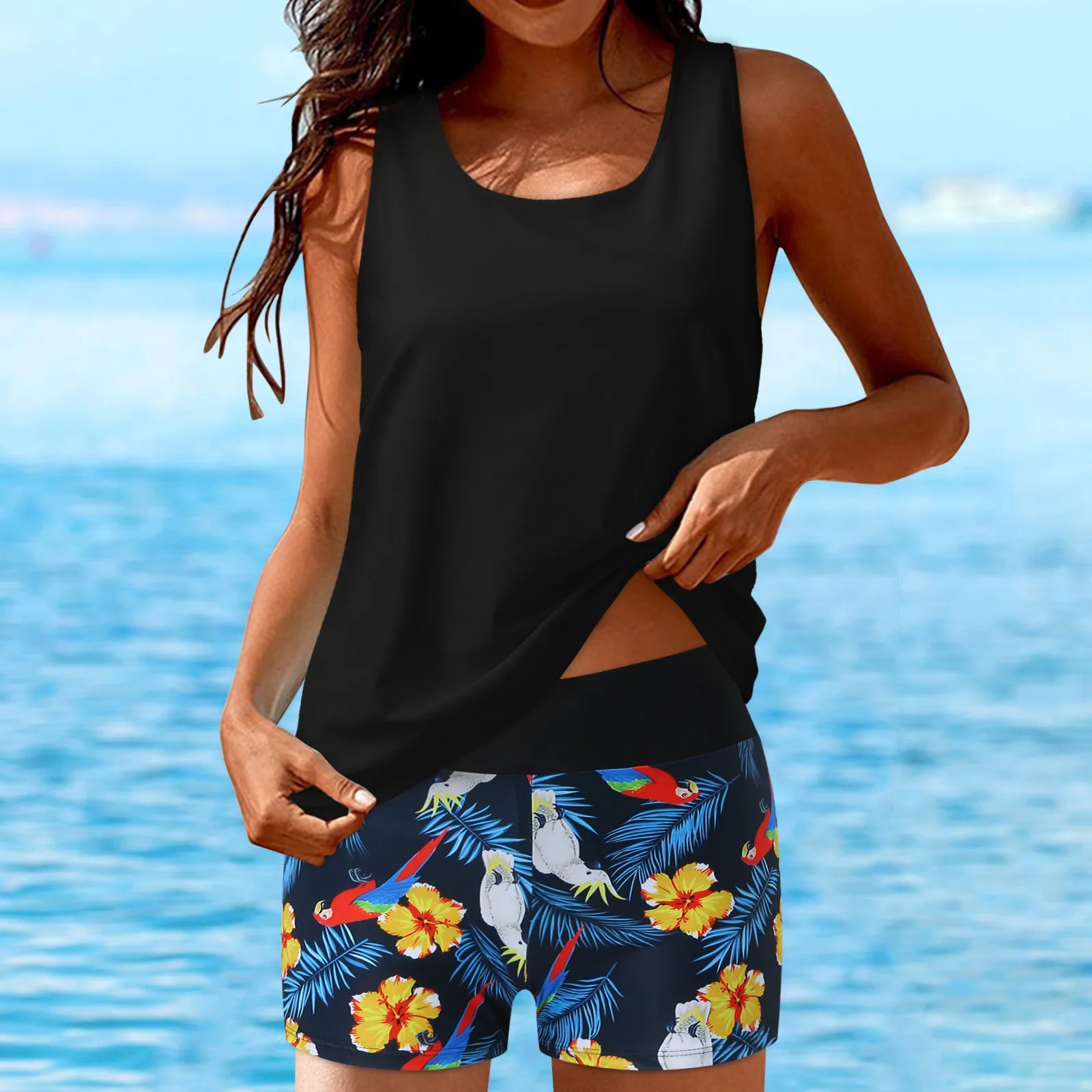

Tankini Swimsuits For Women 3 Piece Bathing Suits Swim Tank Top With Boy Shorts And Tank Top Swimwear