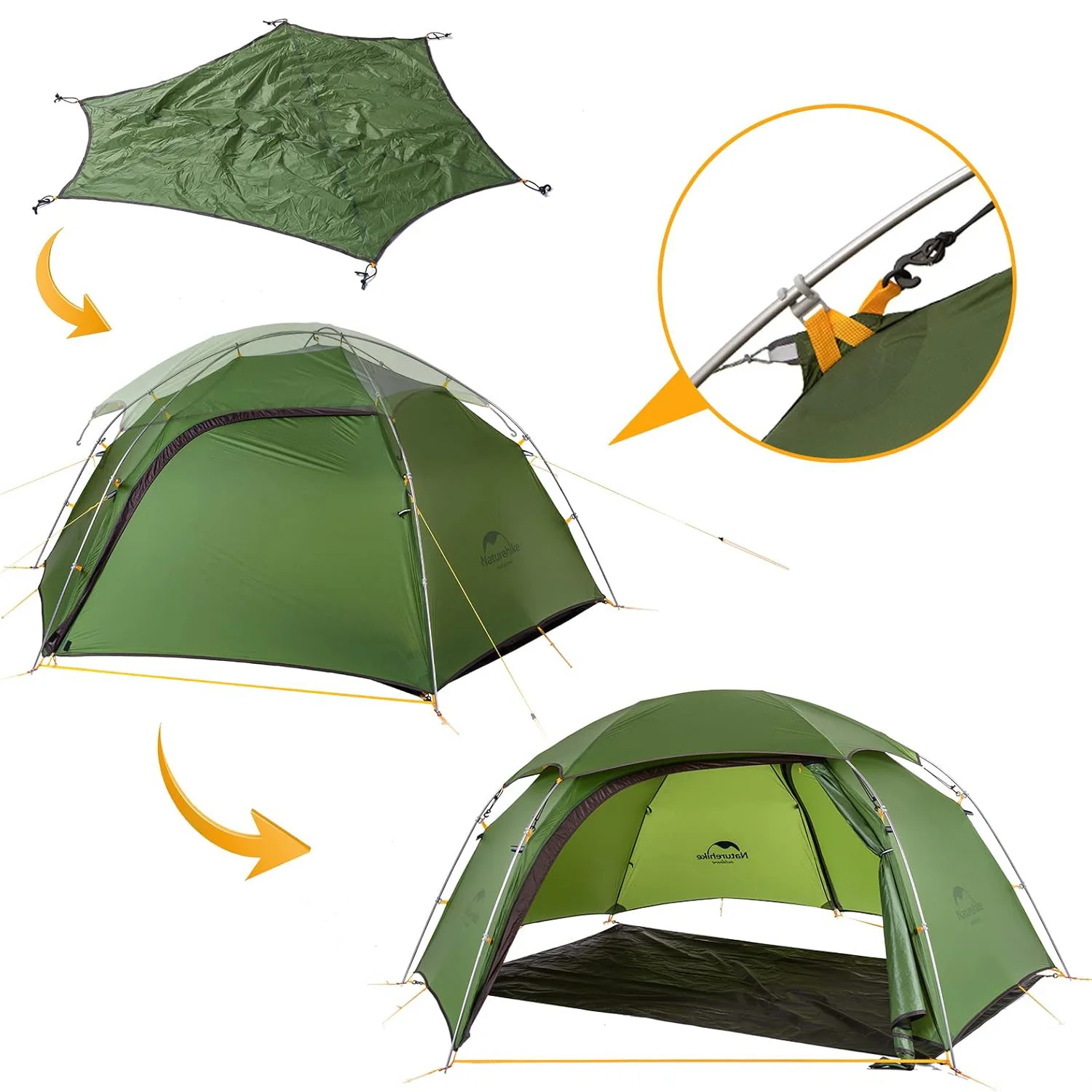 Naturehike Cloud Peak 2 Палатка Сверхлегкая водонепроницаемая палатка для кемпинга 4-сезонная туристическая палатка для 2-3 человек с Т-образной молнией (art.: 3920cd3085803) - 3920cd3085803