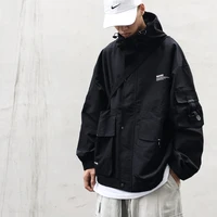 guochao brand functional wind tooling jacket mens trend student harajuku style bf loose hooded multi pocket jacket tide