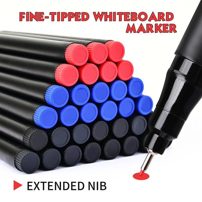 Haile 8pcs Erasable Whiteboard Pen 0.5mm Fine Point Black/Bl