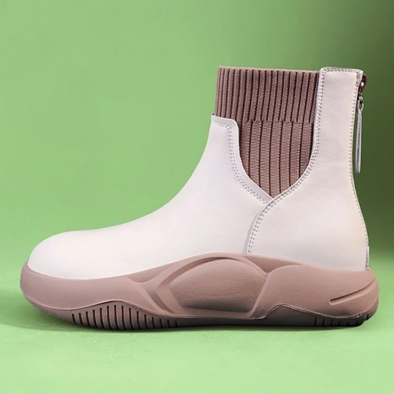 2023 Thick Bottom Round Head Women's Cotton Boots Autumn Winter New Fashion Comfortable Warm Casual Color Matching Short Boots