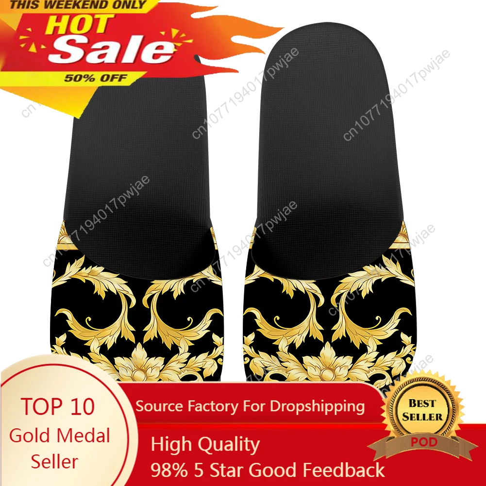 Шлепанцы женские для дома и пляжа роскошные сандалии в стиле барокко цветочный