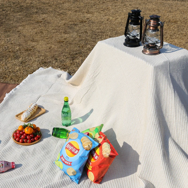 

Knitting Picnic Throw Blanket Outdoor Picnic Mat Soft Sofa Blankets Towel Nap All Inclusive Couch Slipcover Dustproof Tablecloth