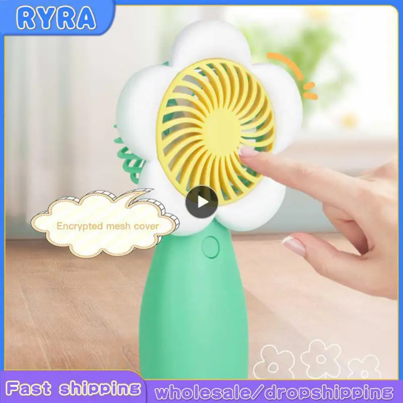 

Воздухоохладитель в форме цветка, ручной мини-вентилятор с сильным ветром, дизайн с белой сеткой для шифрования, Охлаждающие вентиляторы, бытовая техника, длительный срок службы батареи