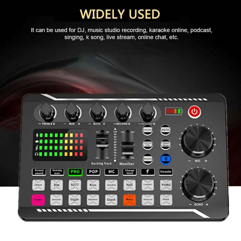 

Usb Live Stream Microphone Mixer Kit Console Amplifier Audio Recording Volume Adjustable Durable Sound Card For Phone Pc F998