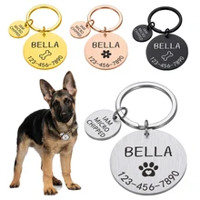 Engraved Dog Pet ID Tag Personalized Name Phone Bone Flower Pet ID Name for Cat Puppy Dog Tag Pendant Keyring Pet Accessories