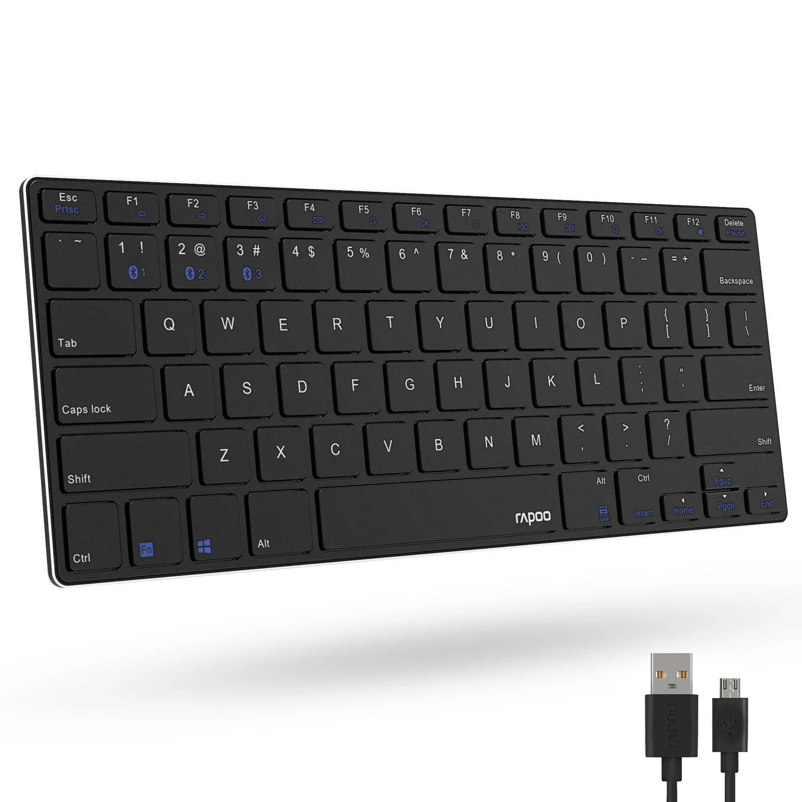 

Rapoo E6080 Rechargeable Multi-Device Bluetooth Keyboard Ultra-Slim 5.6mm Windows, Chrome OS, Android, iPad, iPhone Compatible