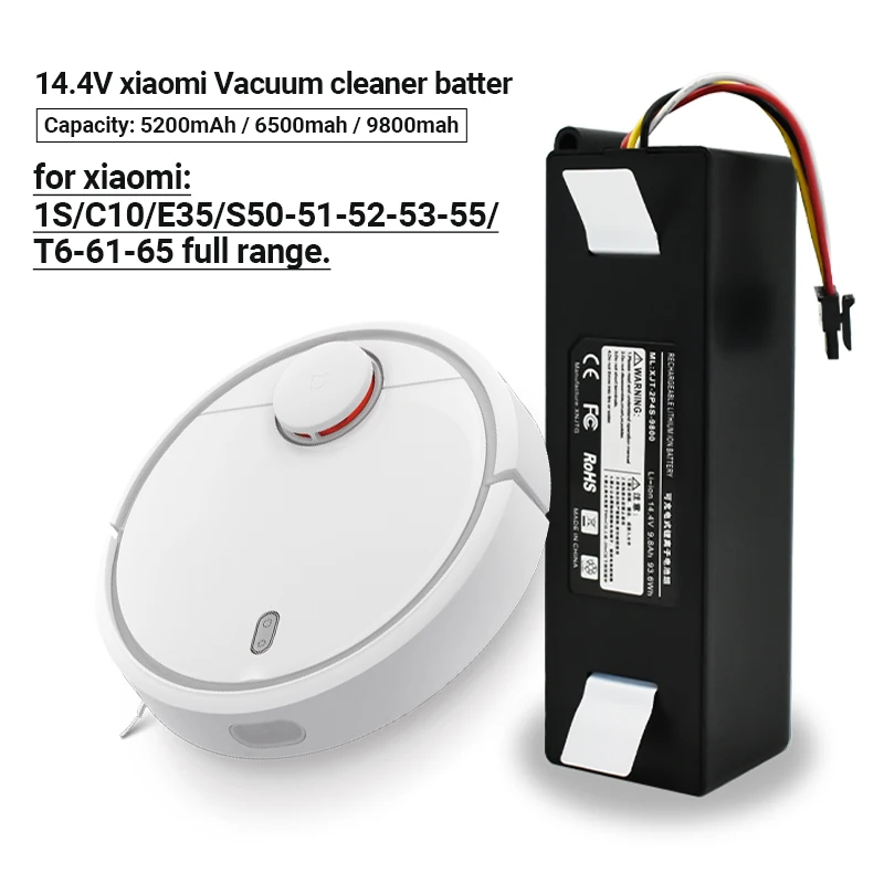 

100% original 14.4V12800mAh Battery Robotic Vacuum Cleaner Replacement Battery for Xiaomi Robot Roborock S50 S51 S55 Spare Parts