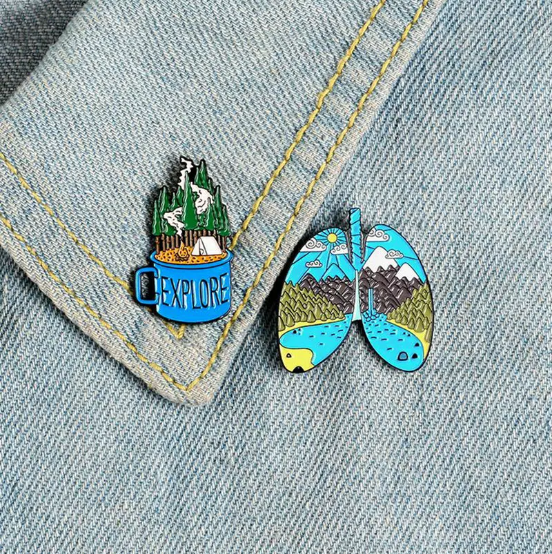 Изучите лес легкие эмалевые булавки изготовленные на заказ броши для чашки