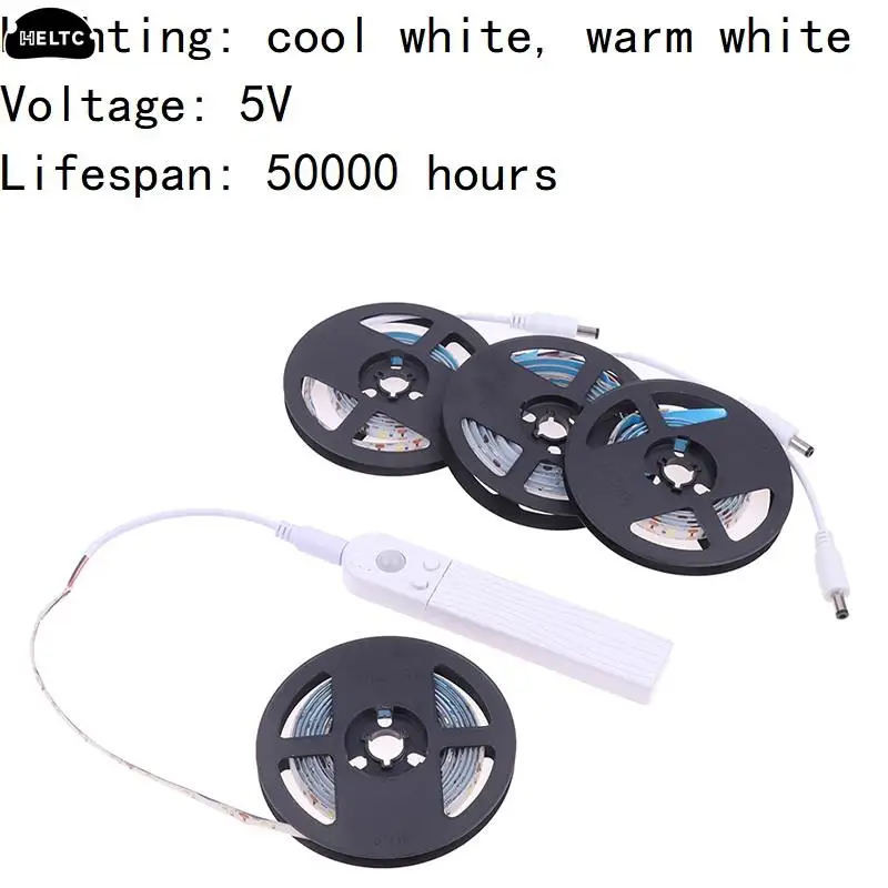 

1/2M 5V Led Light Strip PIR Motion Sensor Led Strip Battery Case 2835smd Under Bed Lamp For Closet Wardrobe Cabinet Stair New