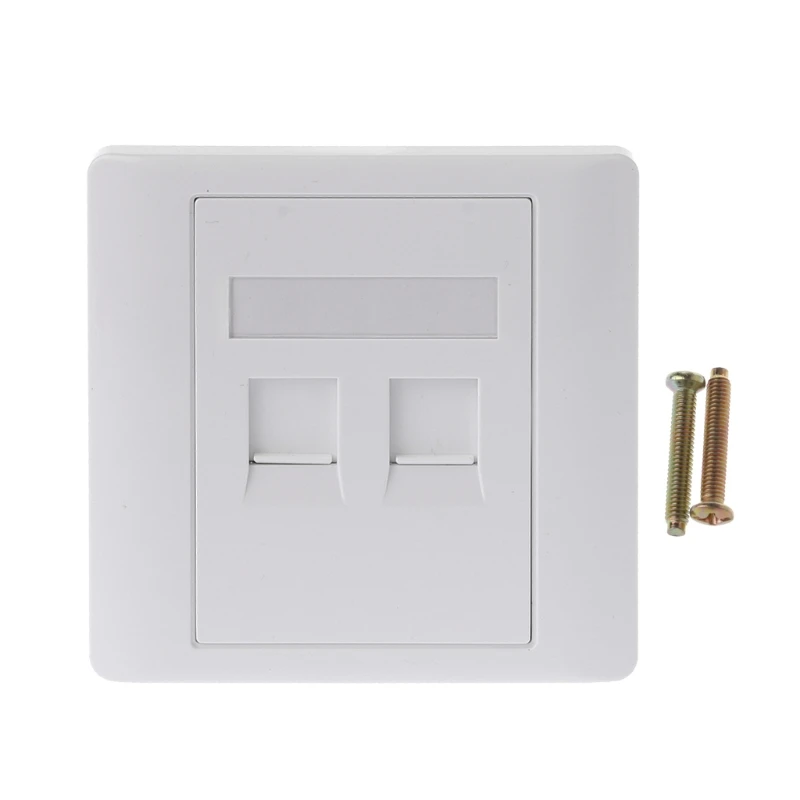 2 Ports CAT6 Ethernet RJ45 LAN Port Computer TV Wall Mounting Socket Powerline Ethernet Adapter Plug & for Play 86x86mm
