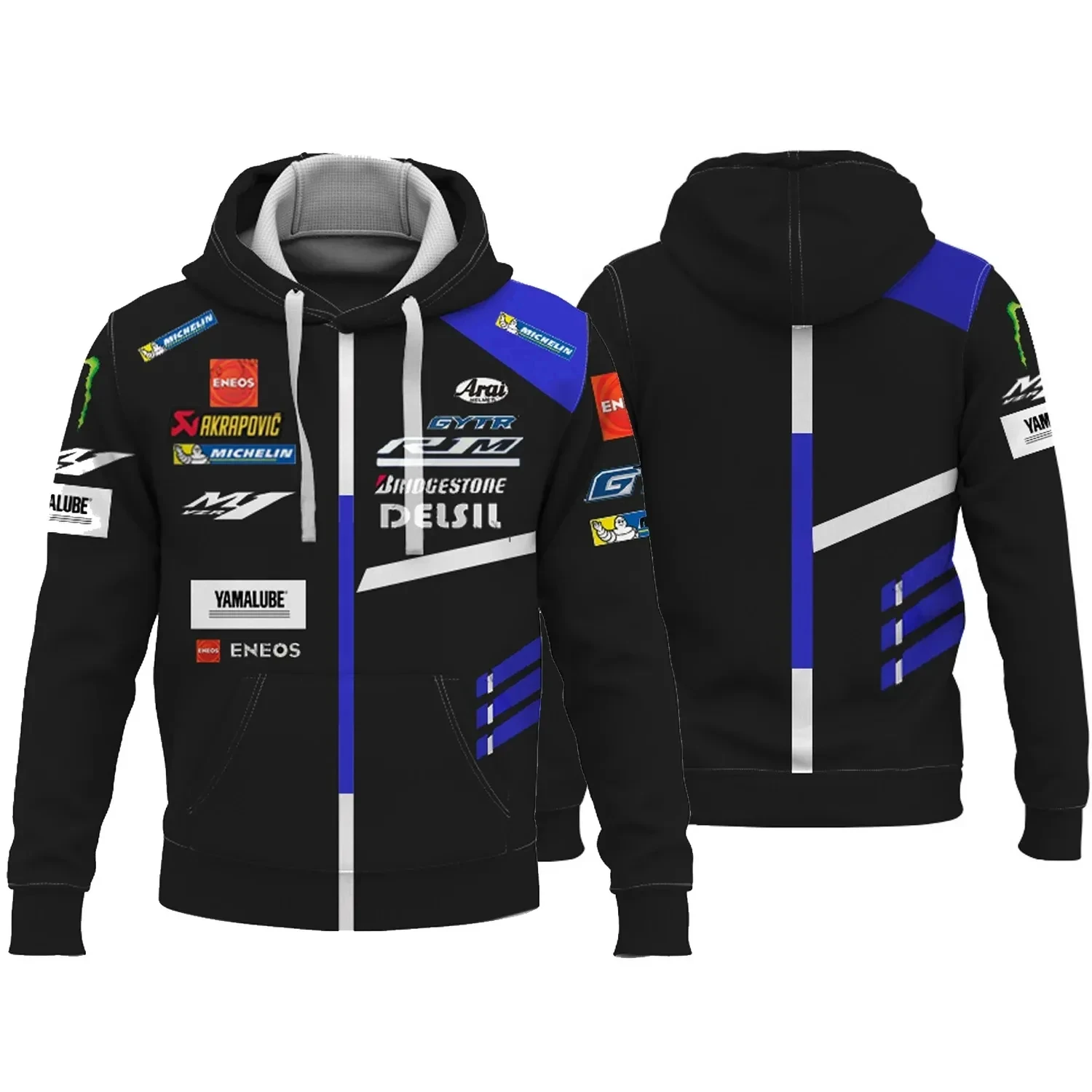

New Blue M1 Men's Hoodie Motorcycle Race Coat Casual and Popular Yamaha Zipper Sweater Men's Pullover