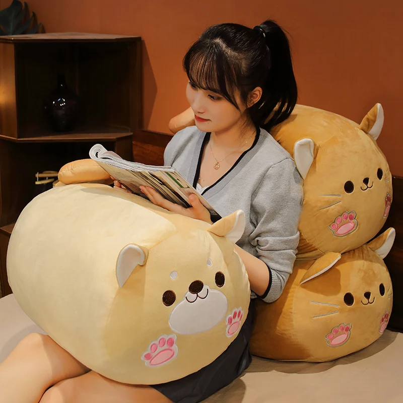 

70CM Lovely Cat & Japanese Shiba Inu Dog Plush Pillow Large Stuffed Animal Dolls Great Sleeping CUshion Throw Pillow for Kids