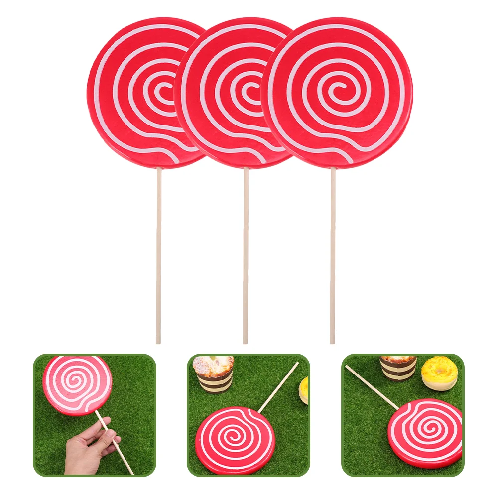 

3 Pcs Kids Candy Party Decoration Photography Prop Scene Decorative Props Decorate Creative Resin Lollipop Model Child Fake