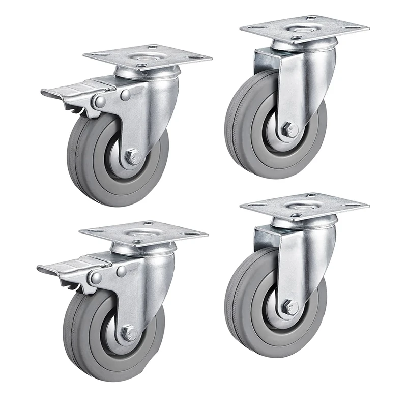 

Set Of 4 Swivel Castors 75 Mm Furniture Castors With Brake Transport Castors Up To 200 Kg Duty Wheels 360 Degree