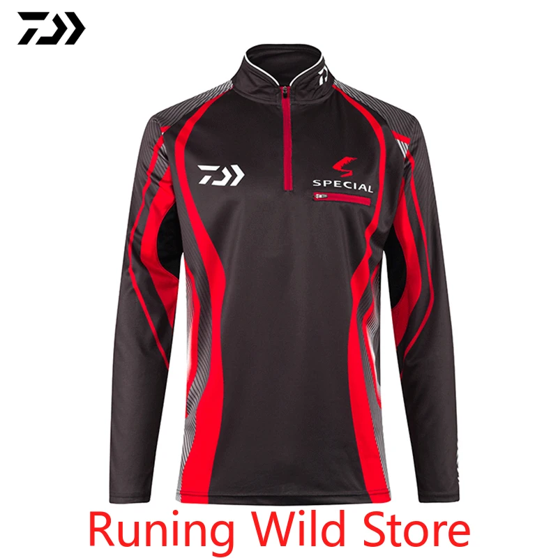 

DAIWA Plus Size 5XL Fishing Clothes New Fishing Shirt Zipper Breathable Quick Dry Shirts Anti-UV Long SLeeve Fishing Clothing