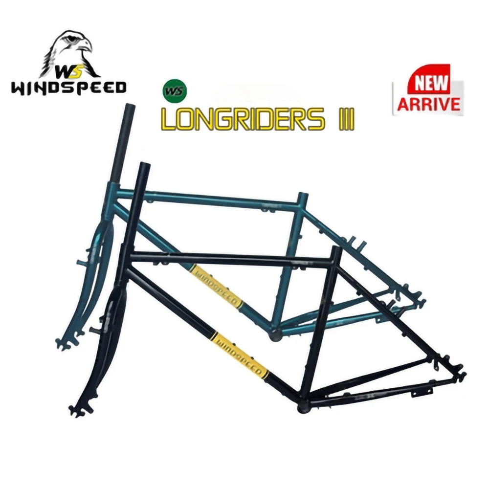 26ER NEW!! WINDSPEED LongRiders 3 Frame with Fork CR-MO Steels Travel Cycling Bicycle Parts Disc/V Brake Touring Bikes