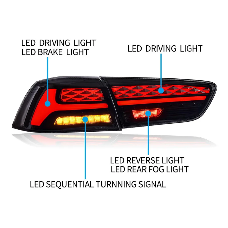 Задняя фара в сборе для Mitsubishi LANCER 2008-2020 светодиодная подсветка светодиодный