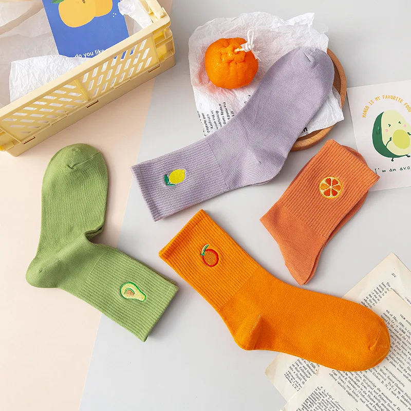 

Embroidery Kawaii Cute Socks Japanese Fashion Harajuku Hip Hop Long Socks Women Girl Korean Casual Skateboard Funny Cotton Socks