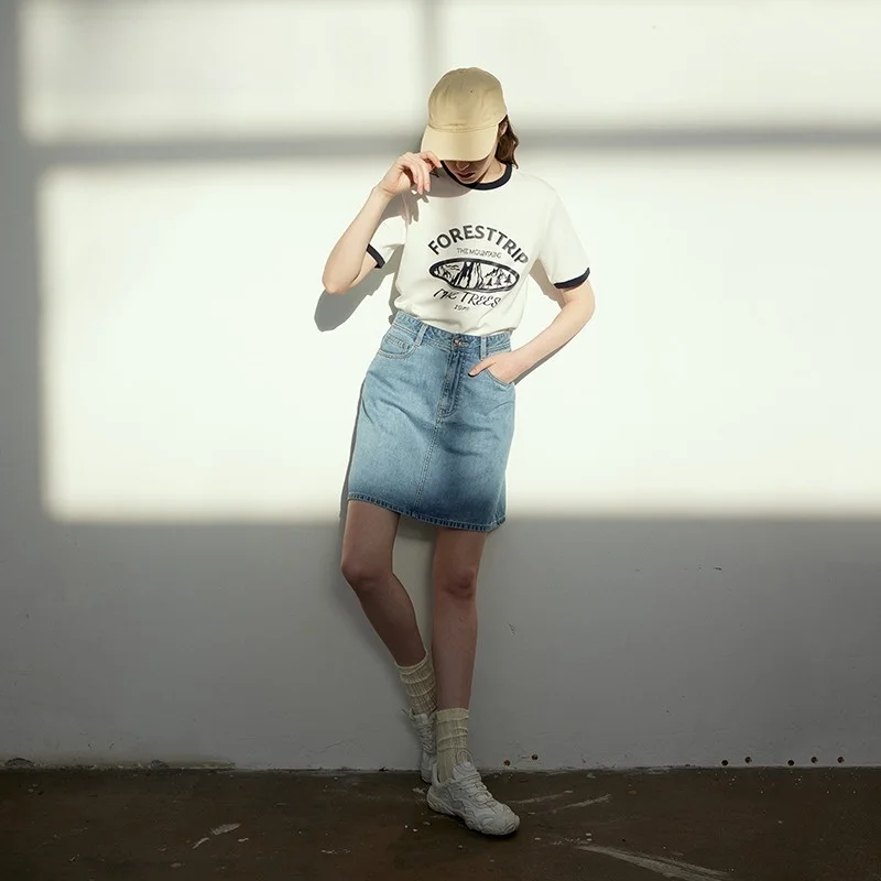 Летняя модная повседневная футболка Mind Bridge женская универсальная с круглым