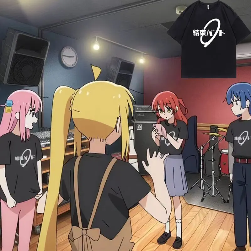 

Anime Bocchi The Rock Gotoh Hitori Ijichi Nijika Yamada Ryo Kita Ikuyo Same Style Print T-shirts Men Women Manga Loose Tshirt