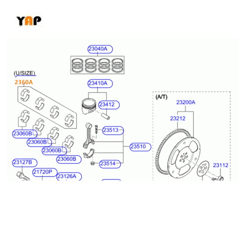 Фото Комплект шатунных подшипников STD для HYUNDAI I10 G4HG 1.0L 23060-02800 2005-2011 №2
