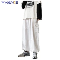 new multi pocket overalls mens korean version trend loose japanese retro hong kong style wide leg trousers casual pants