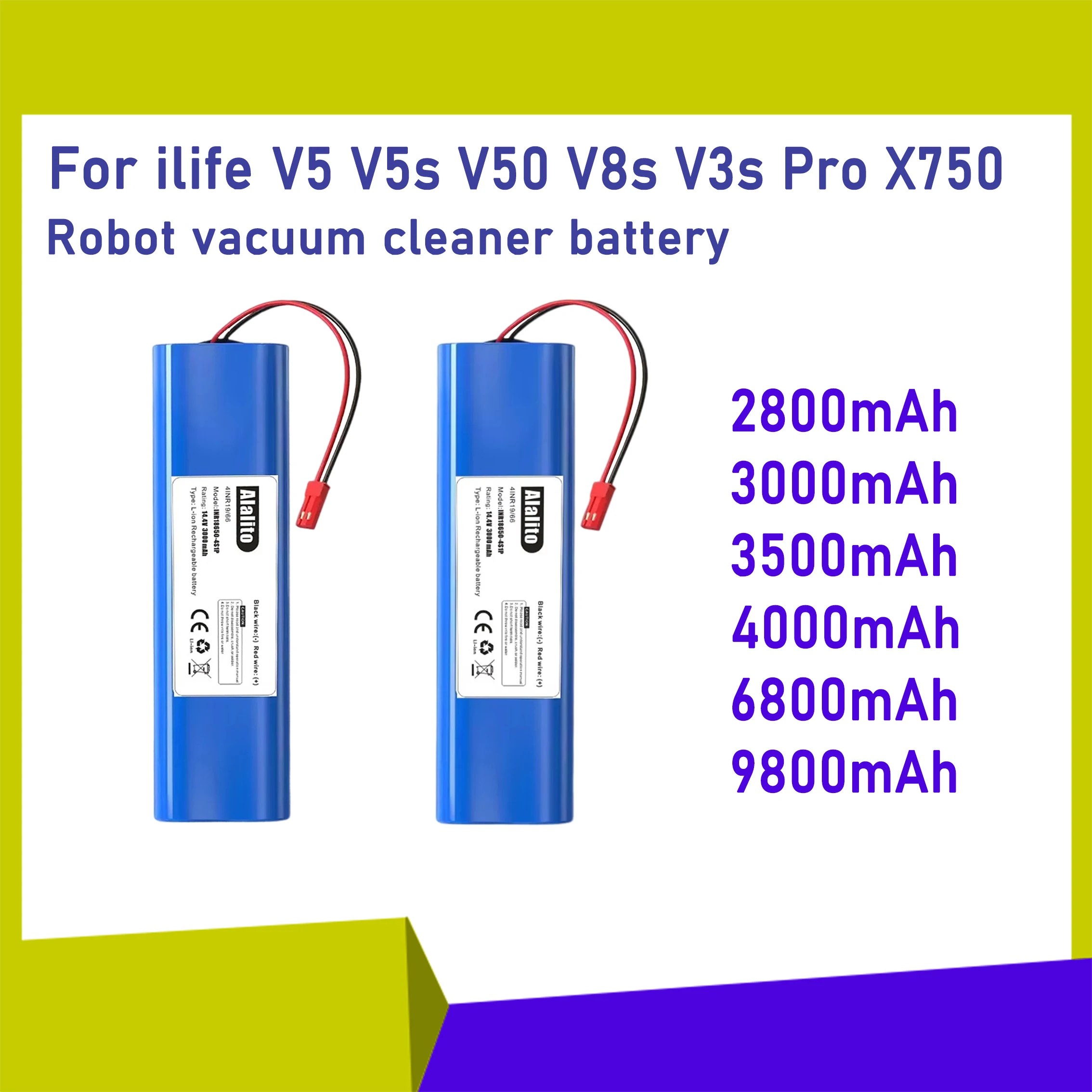 Фото Литиевая батарея 14,4 В 12800 мАч для робота-пылесоса ILIFE V3s Pro V50 V5s Pro V8s V80 Max B5 Max S5 Pro X750 №1