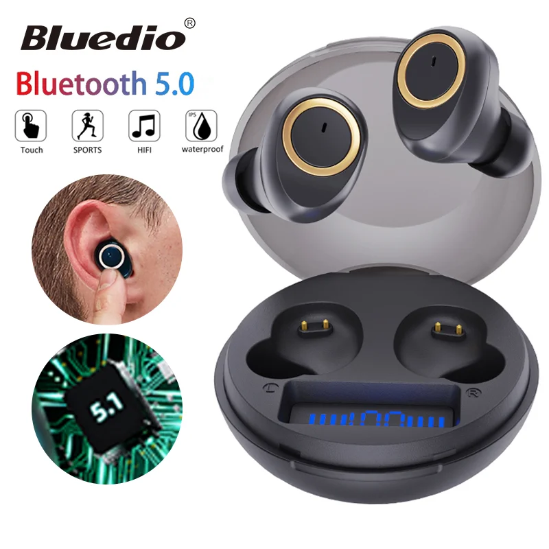 Bluedio D3 Wireless Earphone Portable Earbuds Touch Control BT 5.1 In Ear Headset With Charging Case Battery Display