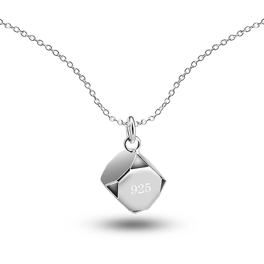 

ziqiudieS925 Sterling silver square bell pendant necklace men's short necklace Korean version birthday gift lover jewelry