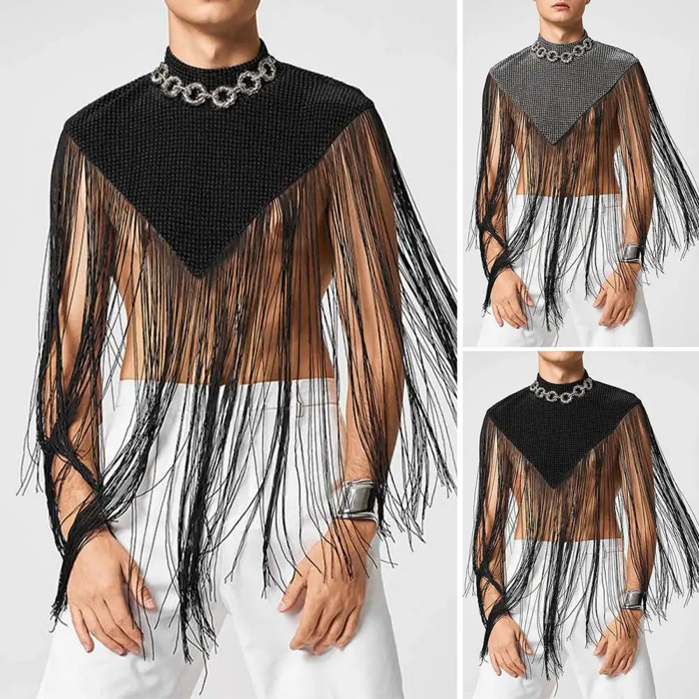 

Charming Clubwear Mock Collar Men Stage Dance Men Nightclub Top Men Clothes Men Performance Cloak Men Nightclub Top