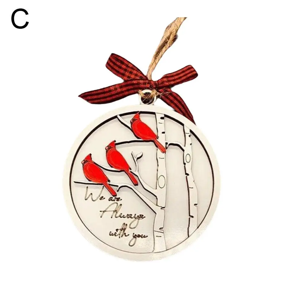 Tanabata День святого Валентина круглая деревянная красная птица Рождественское
