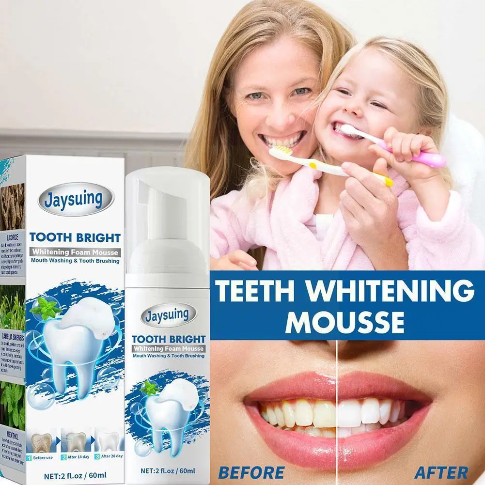 

60ml Tooth Brighten Whitening Foam Mousse Remove Bad Teeth Stains Dental Breath Foam Toothpaste Cleansing Tartar Care Plaqu C9a0