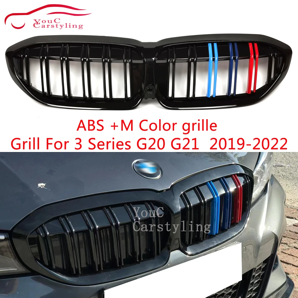 

G20 Front Grill Replacement ABS 2-Slat Gloss M Color Grills Kidney Grille For BMW New 3 Series G21 G28 2019 -2022