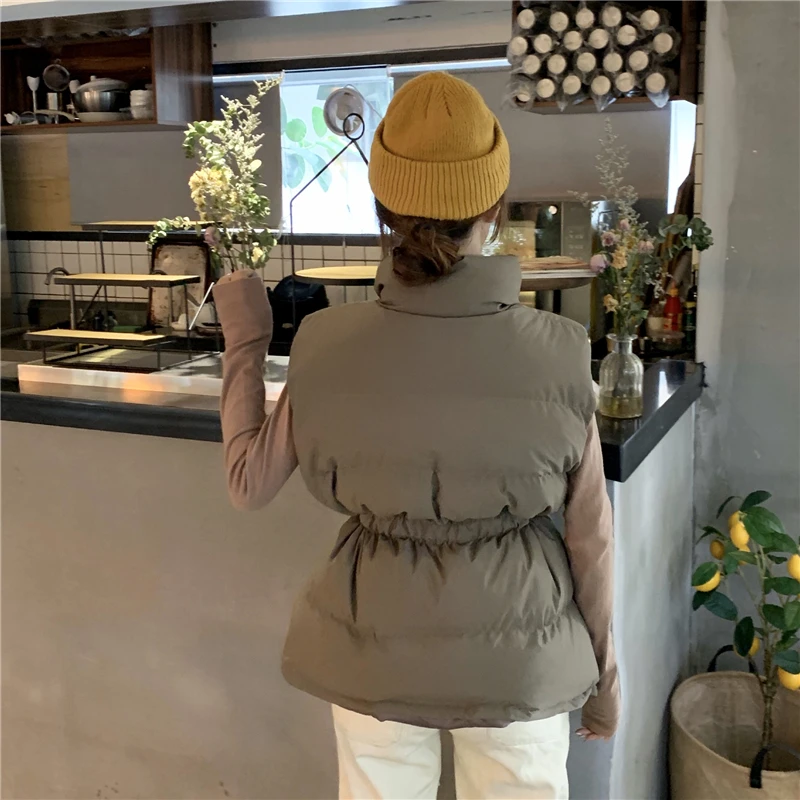 New Female Vest Jacket Autumn 2021 Women Winter Coat 4 Colors Warm Women Loose Parkas Solid Army Green Sleeveless Coats Parka