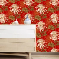 watercolor floral leaf peel and stick wallpaper red removable vinyl self adhesive wall renovation home decorative stickers