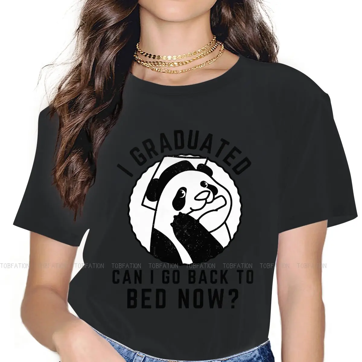 

PANDA! GO PANDA 100% Cotton TShirts I Graduated Distinctive Girl T Shirt Hipster Clothing