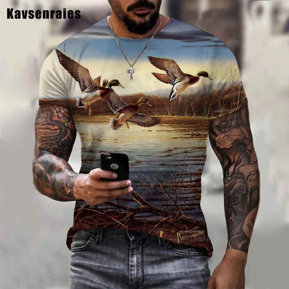 

Модные крутые 3D футболки для охоты дикой природы, мужские и женские летние повседневные стильные уличные футболки большого размера, футбол...