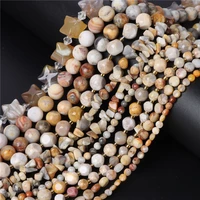 wholesale natural stone beads yellow crazy lace agat various shape loose spacer bead for jewelry making diy bracelet accessories