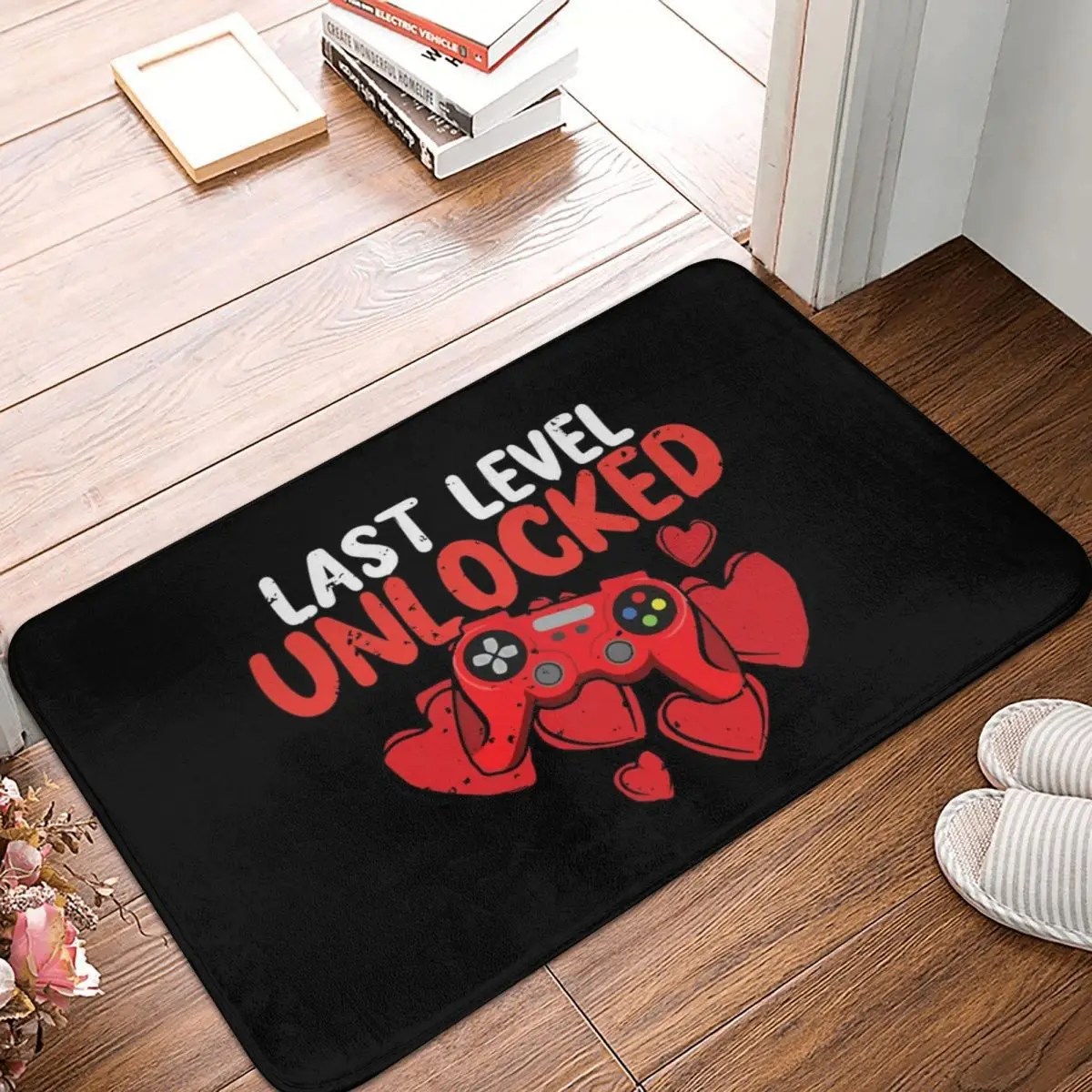 

V Is For Video Games Funny Valentines Day Video Gaming Bath Door Mat Rug Carpet Decor Entrance Living Room Home Kitchen Bathroom