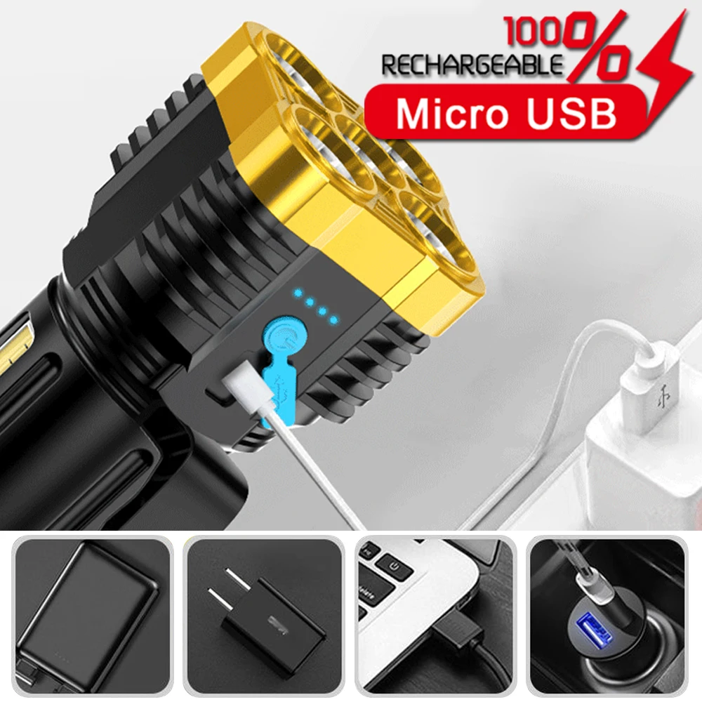 Мощный светодиодный + боковой COB фонарик POCKETMAN с 5 светодиодами Ручные USB