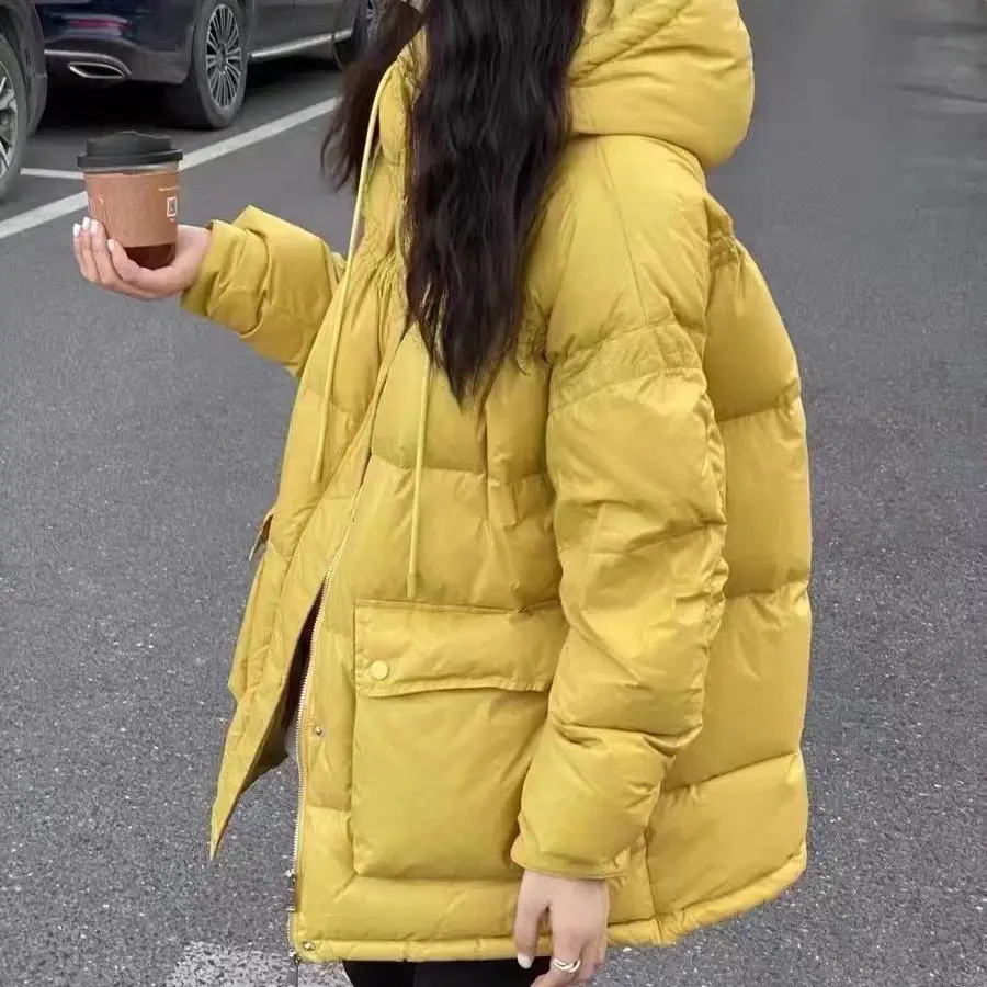 

2022 Thick Short Down Coat Women Down Jacket Hooded Winter Female Fashion White Duck Down Long-Sleeved Women's Clothing Y232