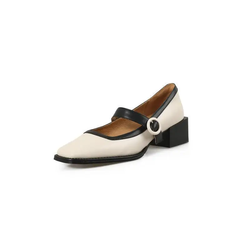 

Женские туфли на низком каблуке, туфли мэри джейн в французском ретро-стиле на толстом каблуке с квадратным носком и пряжкой, размеры 34-39, дл...