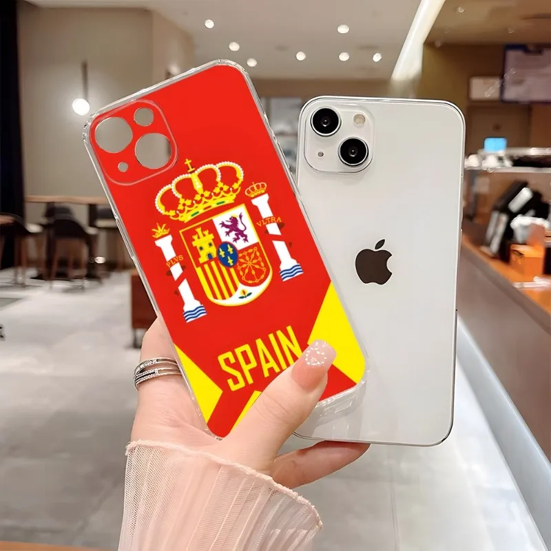 Spain National Emblem Flag Phone Case For Iphone 14 12 Pro Max 13 11 Mini 6 6s 7 8 Plus X XR XS SE 2020 Transparent Cover images - 6