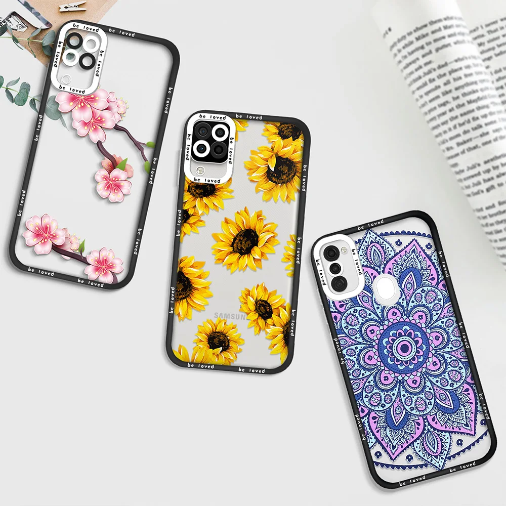 

Mandala Flower Phone Case for Samsung A11 A12 A71 A21S A32 4G A52 A52S A53 5G A72 S22 Plus S22Ultra Clear Fundas Soft Back Cover